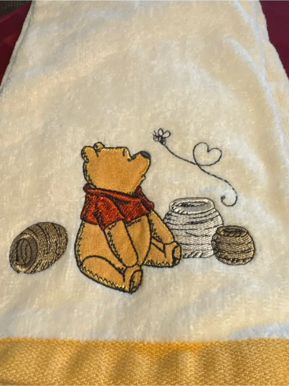 Winnie the Pooh Cream & Yellow Embroidered Hand Towel